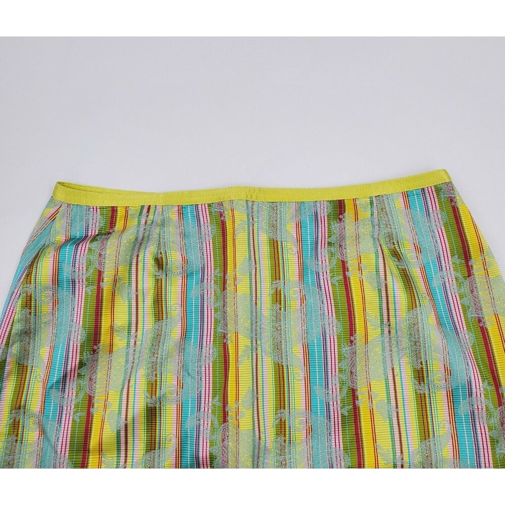 Cynthia Steffe Skirt Womens Size 10 Yellow Stripe Paisley Floral New - Picture 3 of 11